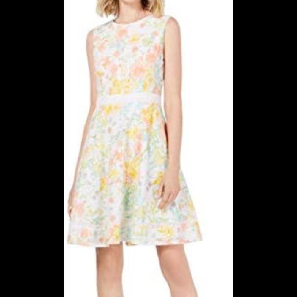 Calvin Klein white floral eyelet embroider…